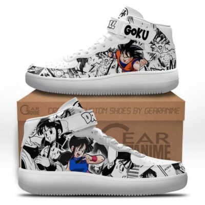 Goku and Chi Chi Sneakers Air Mid Dragon Ball Anime Shoes Mix Manga