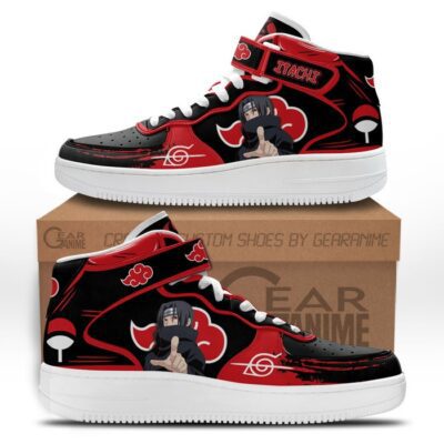 Itachi Uchiha Sneakers Air Mid Custom Akatsuki Anime Shoes for Otaku
