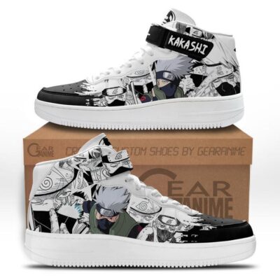 Kakashi Hatake Sneakers Air Mid Custom Anime Shoes Mix Manga for Otaku