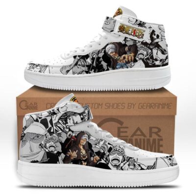 Law Sneakers Air Mid One Piece Custom Anime Shoes Mix Manga