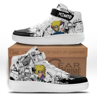 Minato Namikaze Sneakers Air Mid Custom Anime Shoes Mix Manga