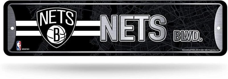 NBA Brooklyn Nets Home Decor Metal Street Sign