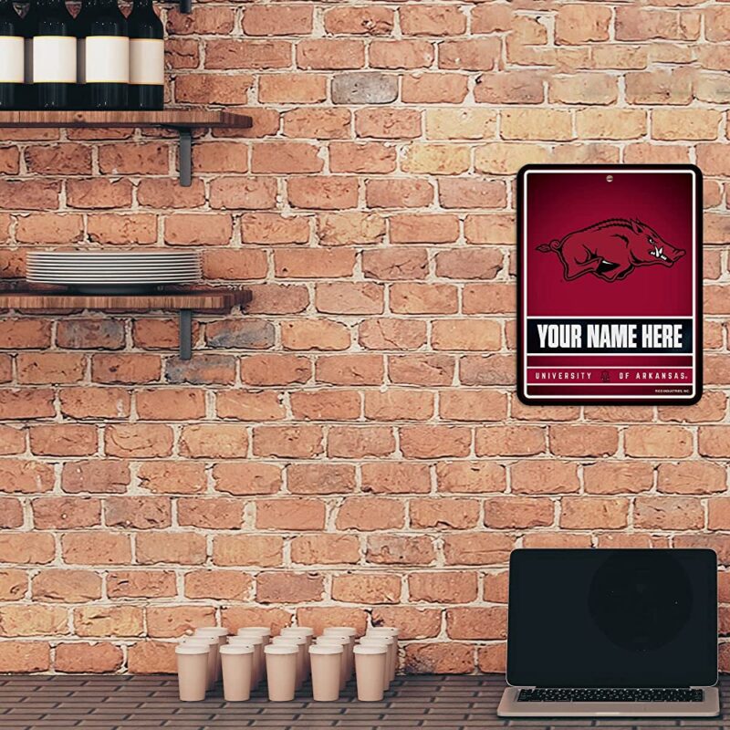 NCAA Arkansas Razorbacks Personalized Custom Metal Parking Sign Wall Decor Indoor Ourdoor 2