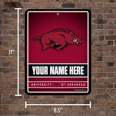 NCAA Arkansas Razorbacks Personalized Custom Metal Parking Sign Wall Decor Indoor Ourdoor 5