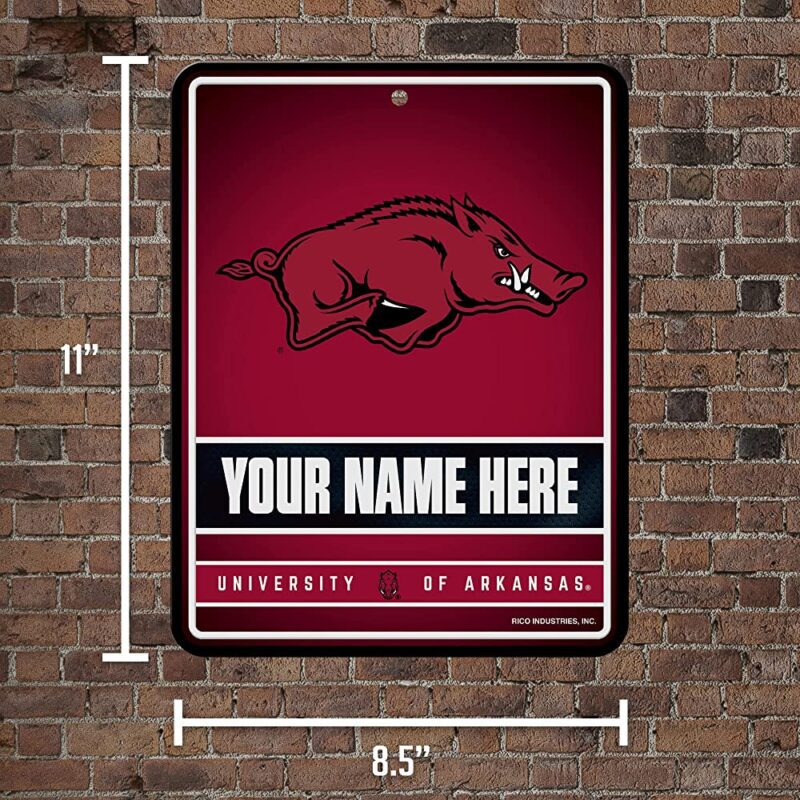 NCAA Arkansas Razorbacks Personalized Custom Metal Parking Sign Wall Decor Indoor Ourdoor 5