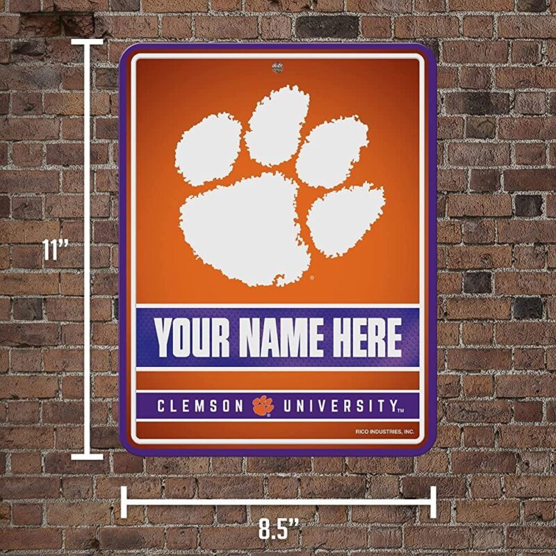 NCAA Clemson Tigers Personalized Custom Metal Parking Sign Wall Decor Indoor Ourdoor 5