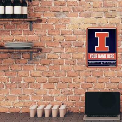 NCAA Illinois Fighting Illini Personalized Custom Metal Parking Sign Wall Decor Indoor Ourdoor 2