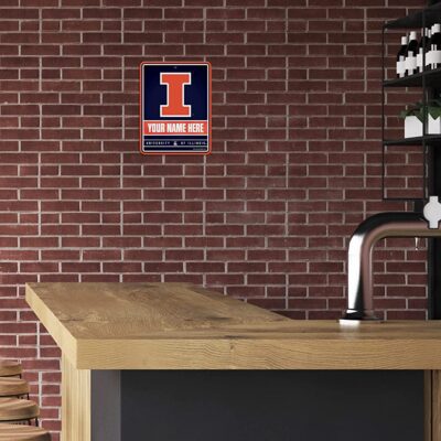 NCAA Illinois Fighting Illini Personalized Custom Metal Parking Sign Wall Decor Indoor Ourdoor 3