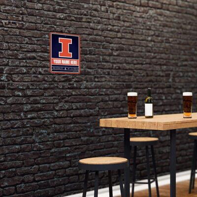 NCAA Illinois Fighting Illini Personalized Custom Metal Parking Sign Wall Decor Indoor Ourdoor 4