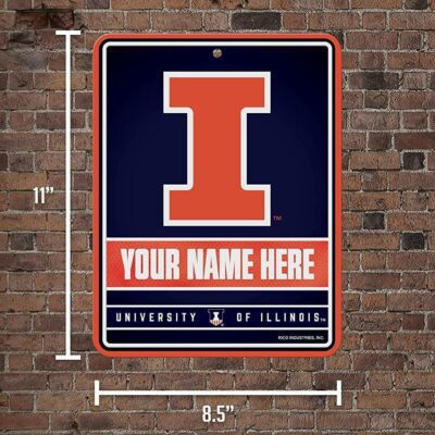 NCAA Illinois Fighting Illini Personalized Custom Metal Parking Sign Wall Decor Indoor Ourdoor 5
