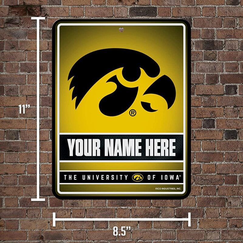 NCAA Iowa Hawkeyes Personalized Custom Metal Parking Sign Wall Decor Indoor Ourdoor 5