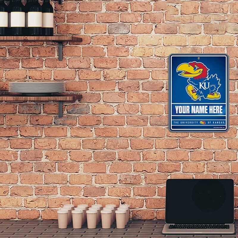 NCAA Kansas Jayhawks Personalized Custom Metal Parking Sign Wall Decor Indoor Ourdoor 2