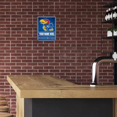 NCAA Kansas Jayhawks Personalized Custom Metal Parking Sign Wall Decor Indoor Ourdoor 3