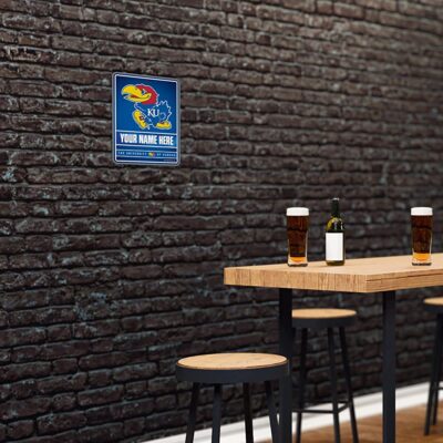 NCAA Kansas Jayhawks Personalized Custom Metal Parking Sign Wall Decor Indoor Ourdoor 4