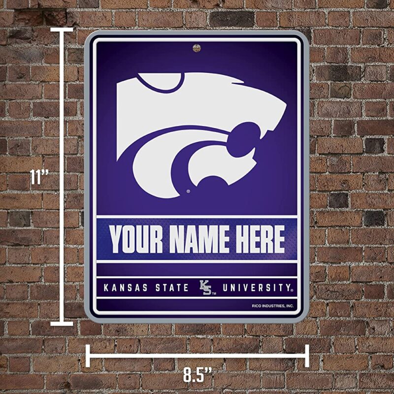 NCAA Kansas State Wildcats Personalized Custom Metal Parking Sign Wall Decor Indoor Ourdoor 5
