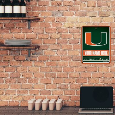 NCAA Miami Hurricanes Personalized Custom Metal Parking Sign Wall Decor Indoor Ourdoor 2