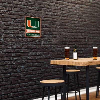 NCAA Miami Hurricanes Personalized Custom Metal Parking Sign Wall Decor Indoor Ourdoor 4