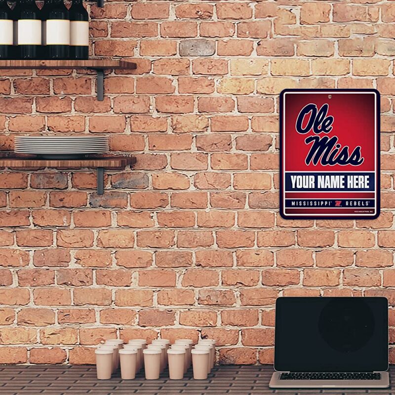 NCAA Mississippi Rebels Personalized Custom Metal Parking Sign Wall Decor Indoor Ourdoor 2