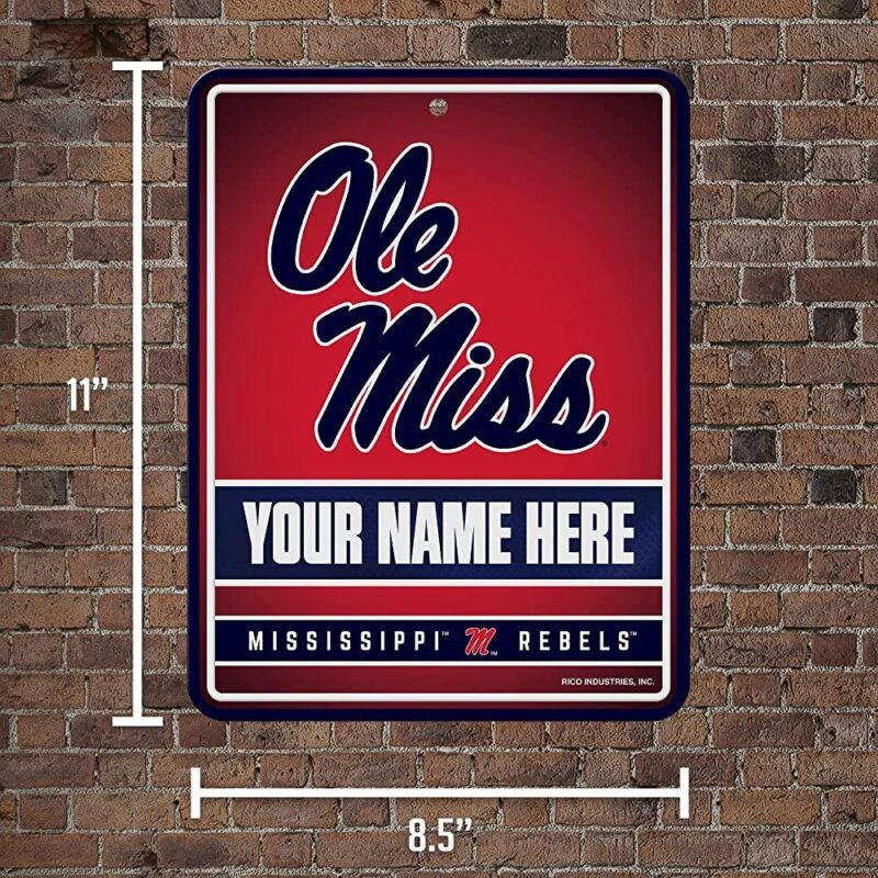 NCAA Mississippi Rebels Personalized Custom Metal Parking Sign Wall Decor Indoor Ourdoor 5
