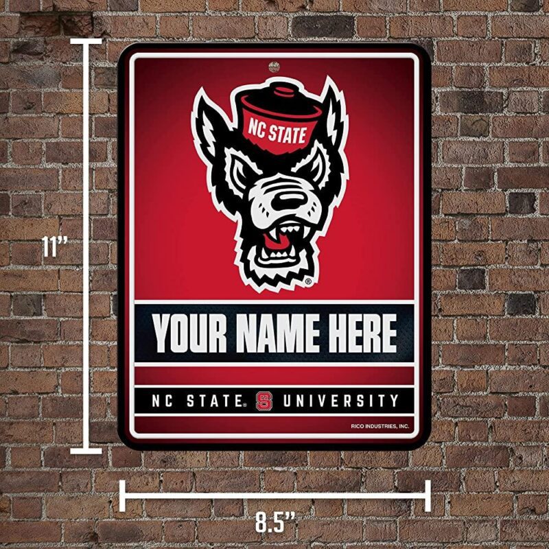 NCAA N.Carolina State Wolfpack Personalized Custom Metal Parking Sign Wall Decor Indoor Ourdoor 5