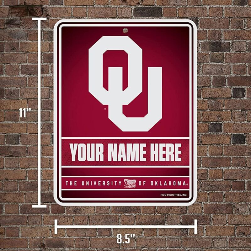 NCAA Oklahoma Sooners Personalized Custom Metal Parking Sign Wall Decor Indoor Ourdoor 5