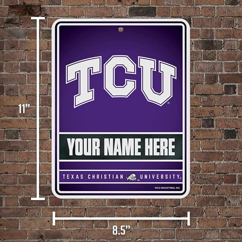 NCAA TCU Horned Frogs Personalized Custom Metal Parking Sign Wall Decor Indoor Ourdoor 5