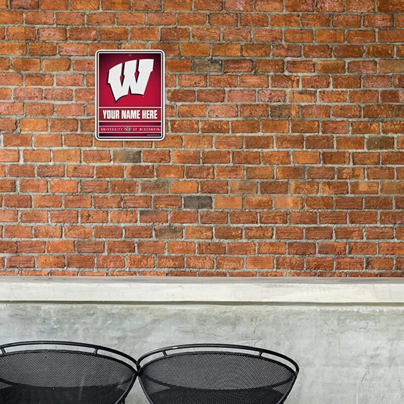 NCAA Wisconsin Badgers Personalized Custom Metal Parking Sign Wall Decor Indoor Ourdoor 1