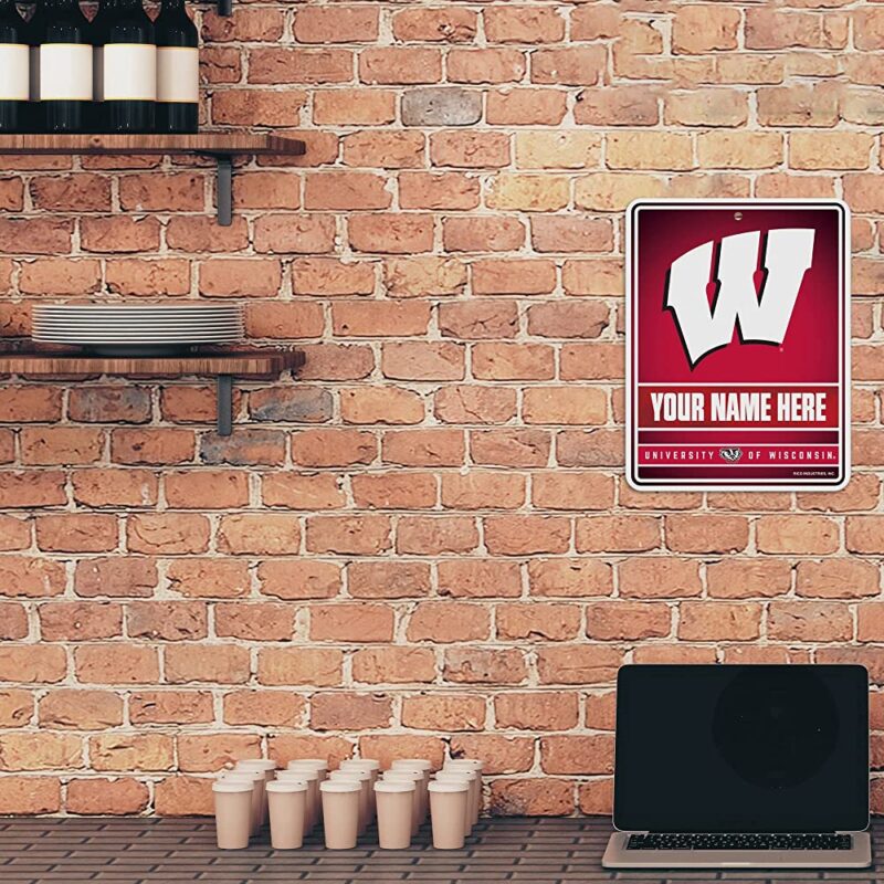 NCAA Wisconsin Badgers Personalized Custom Metal Parking Sign Wall Decor Indoor Ourdoor 2