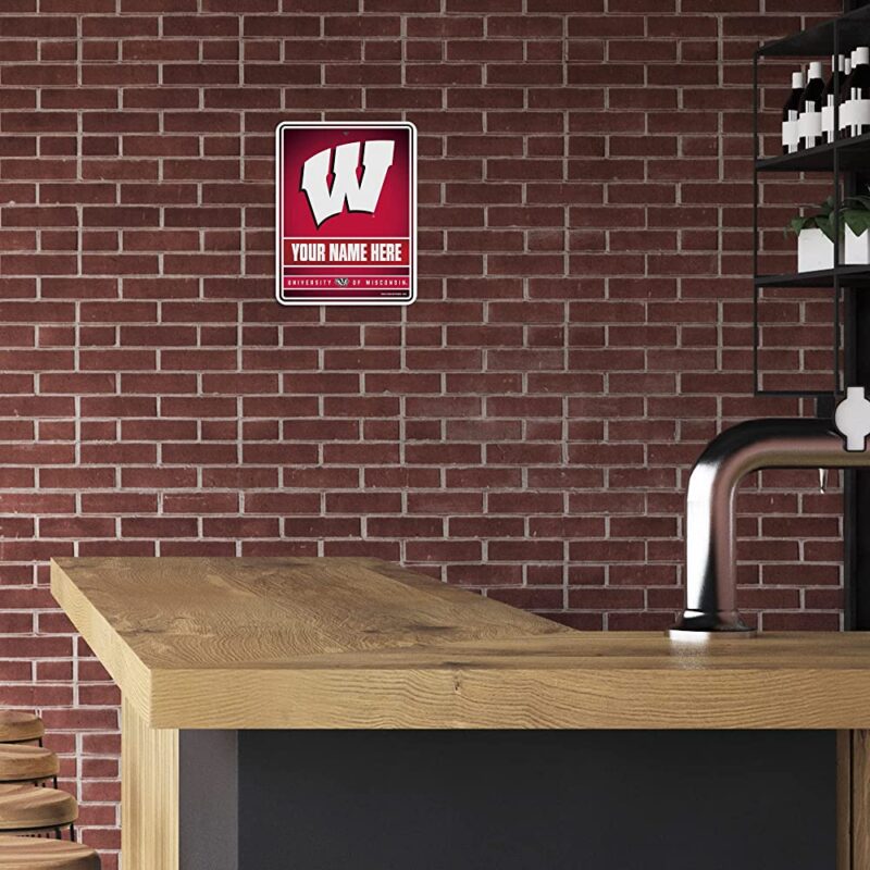 NCAA Wisconsin Badgers Personalized Custom Metal Parking Sign Wall Decor Indoor Ourdoor 3