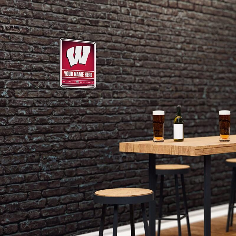 NCAA Wisconsin Badgers Personalized Custom Metal Parking Sign Wall Decor Indoor Ourdoor 4
