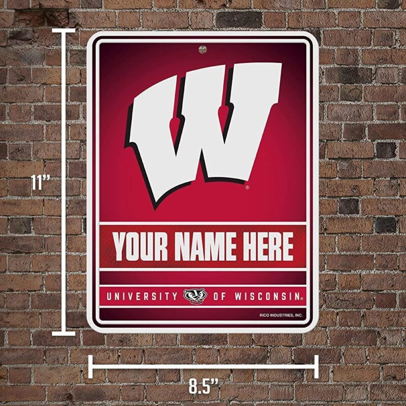 NCAA Wisconsin Badgers Personalized Custom Metal Parking Sign Wall Decor Indoor Ourdoor 5