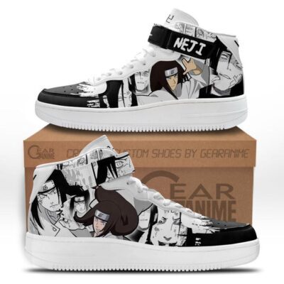 Neji Hyuga Sneakers Air Mid Custom Anime Shoes Mix Manga for Otaku