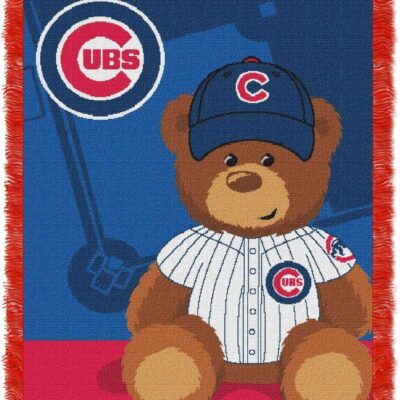 Northwest MLB Chicago Cubs Woven Jacquard Tapestry Throw Blanket Field Bear