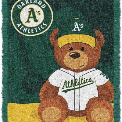 Northwest MLB Oakland Athletics Woven Jacquard Tapestry Throw Blanket Field Bear