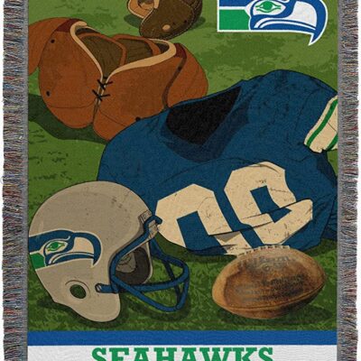 Northwest NFL Seattle Seahawks Woven Tapestry Throw Blanket Vintage