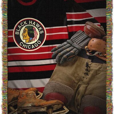 Northwest NHL Chicago Blackhawks Woven Tapestry Throw Blanket Vintage