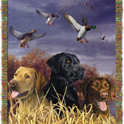 Northwest Ret Woven Tapestry Throw Blanket Bird Dog Trio