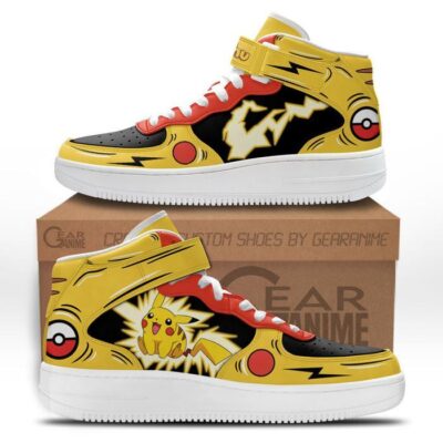 Pikachu Thunderbolt Sneakers Air Mid Pokemon Anime Shoes for Otaku