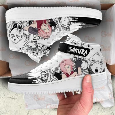 Sakura Haruno Sneakers Air Mid Custom Anime Shoes Mix Manga for Otaku 3 Sakura Haruno Sneakers Air Mid Custom Anime Shoes Mix Manga for Otaku 3