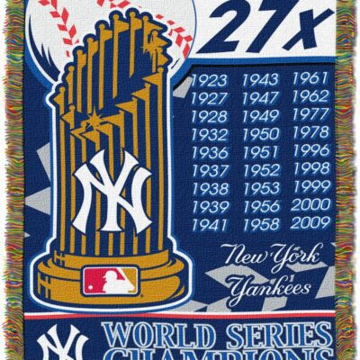 The Northwest Company MLB New York Yankees Commemorative Woven Tapestry Throw Blanket Blue
