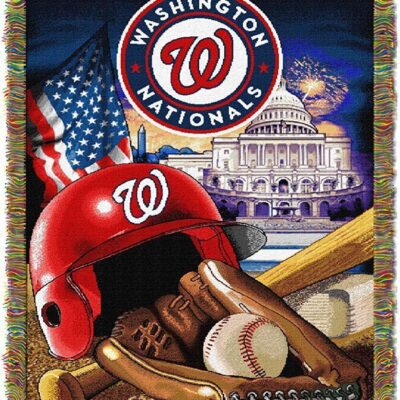 The Northwest Company MLB Washington Nationals Woven Tapestry Throw Blanket Red