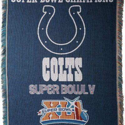The Northwest Company Officially Licensed NFL Indianapolis Colts Commemorative Woven Tapestry Throw Blanket Blue