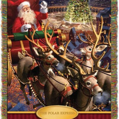 Warner Brothers The Polar Express "Santa Flight" Woven Tapestry Throw Blanket