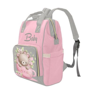 Baby Bag With Cuddly Pink Teddy Bear In Tea Cup - Waterproof Multifunction Backpack Bag 2 Baby Bag With Cuddly Pink Teddy Bear In Tea Cup Waterproof Multifunction Backpack Bag 2