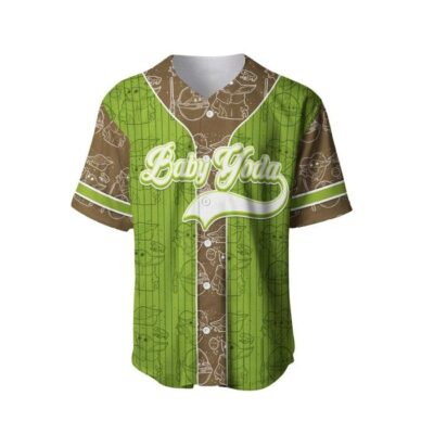 Baby Yoda Brown Navy Green Patterns | Disney Unisex Cartoon Graphic Casual Outfits | Custom Baseball Jersey 1 Baby Yoda Brown Navy Green Patterns Disney Unisex Cartoon Graphic Casual Outfits Custom Baseball Jersey 1