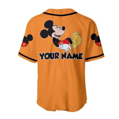 Chilling Mickey Mouse Black Orange Disney Unisex Cartoon Graphic Casual Outfits Custom Baseball Jersey 1