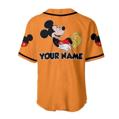 Chilling Mickey Mouse Black Orange Disney Unisex Cartoon Graphic Casual Outfits Custom Baseball Jersey 3
