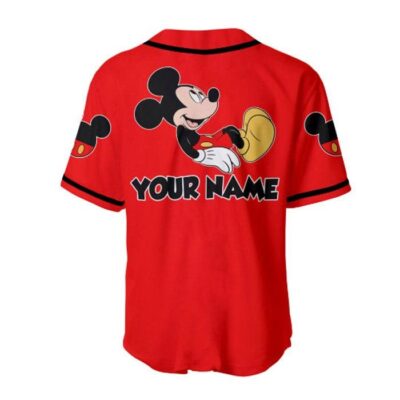 Chilling Mickey Mouse Black Red Disney Unisex Cartoon Graphic Casual Outfits Custom Baseball Jersey 3