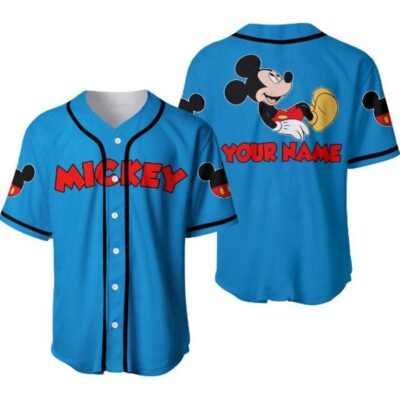 Chilling Mickey Mouse Red Blue Disney Unisex Cartoon Graphic Casual Outfits Custom Baseball Jersey 2