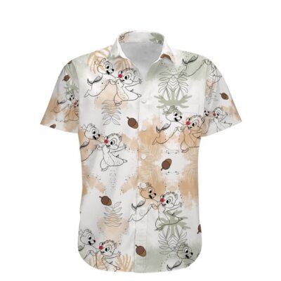 Chip n Dale Nuts Summer Tropical Print Disney Hawaiian Button Down Shirt Shorts Set Unisex Outfits 2